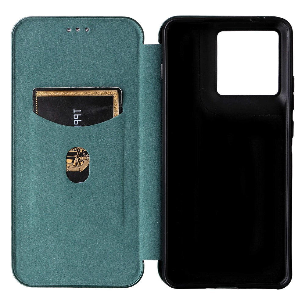 For Motorola Edge 70 5G Case Carbon Fiber Texture Drop-Proof PU Leather Phone Cover - Green