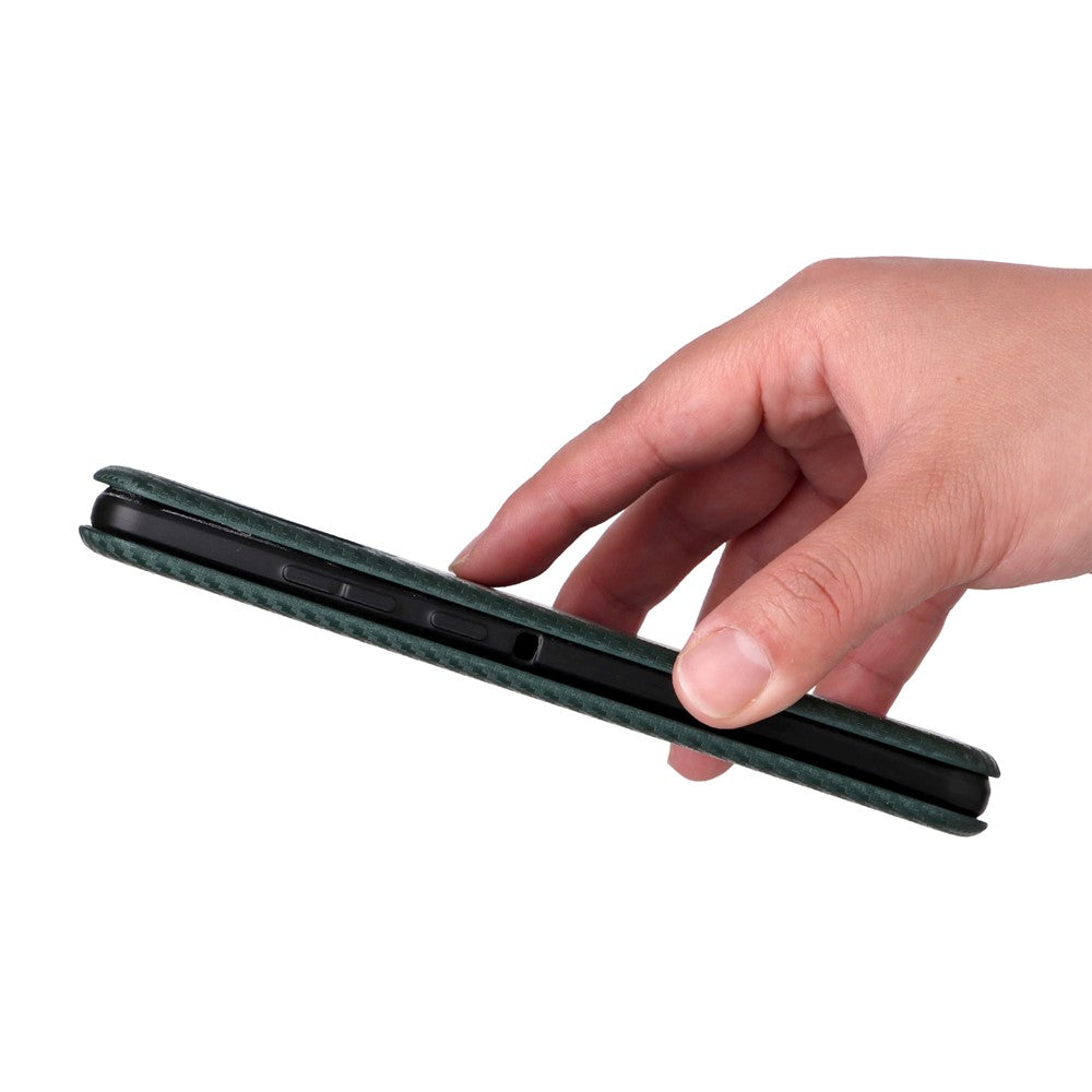 For Motorola Edge 70 5G Case Carbon Fiber Texture Drop-Proof PU Leather Phone Cover - Green
