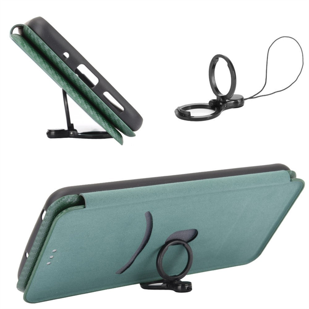 For Motorola Edge 70 5G Case Carbon Fiber Texture Drop-Proof PU Leather Phone Cover - Green
