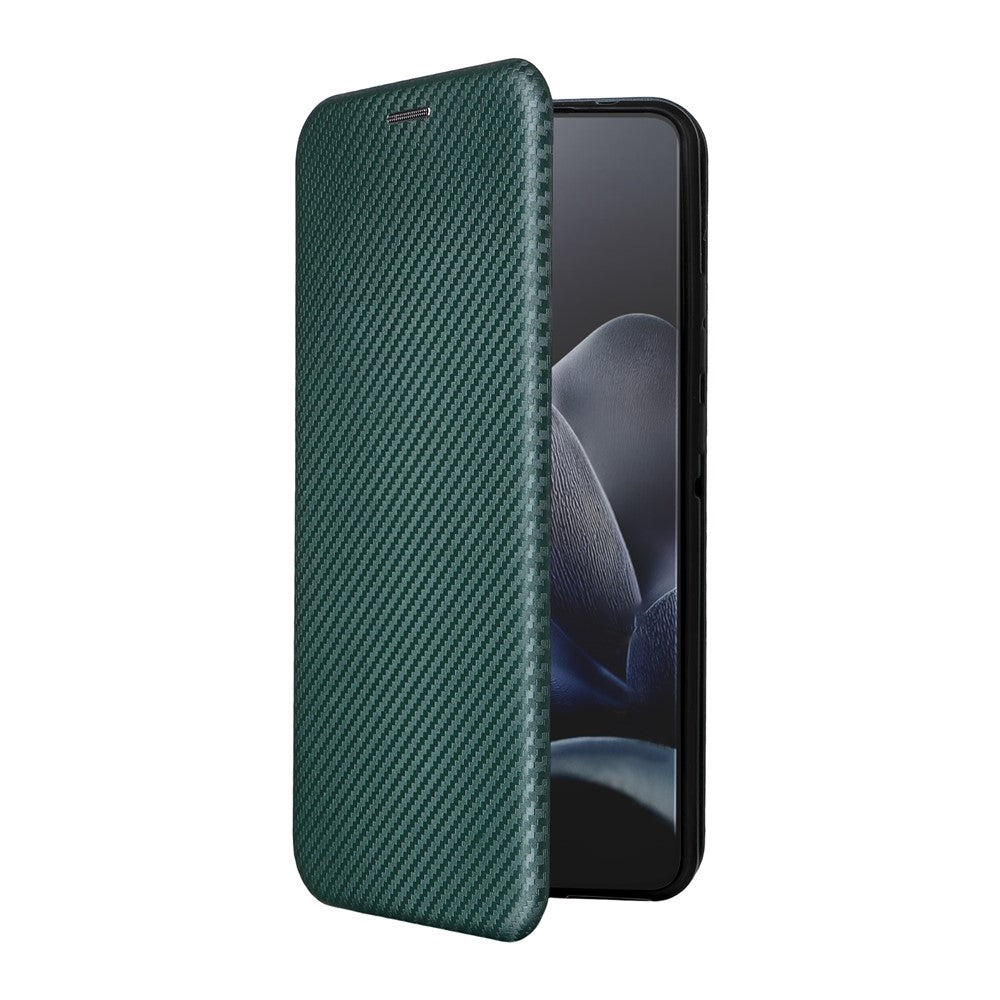 For Motorola Edge 70 5G Case Carbon Fiber Texture Drop-Proof PU Leather Phone Cover - Green