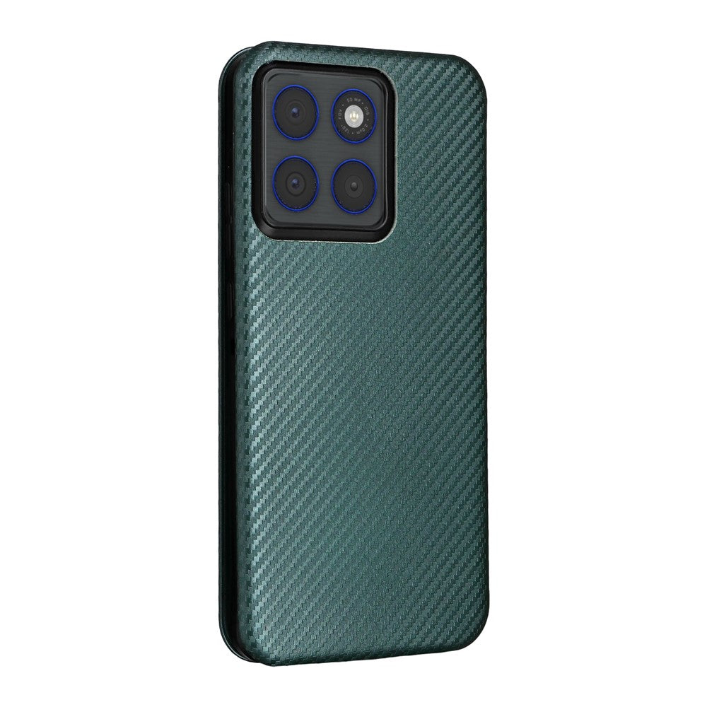 For Motorola Edge 70 5G Case Carbon Fiber Texture Drop-Proof PU Leather Phone Cover - Green