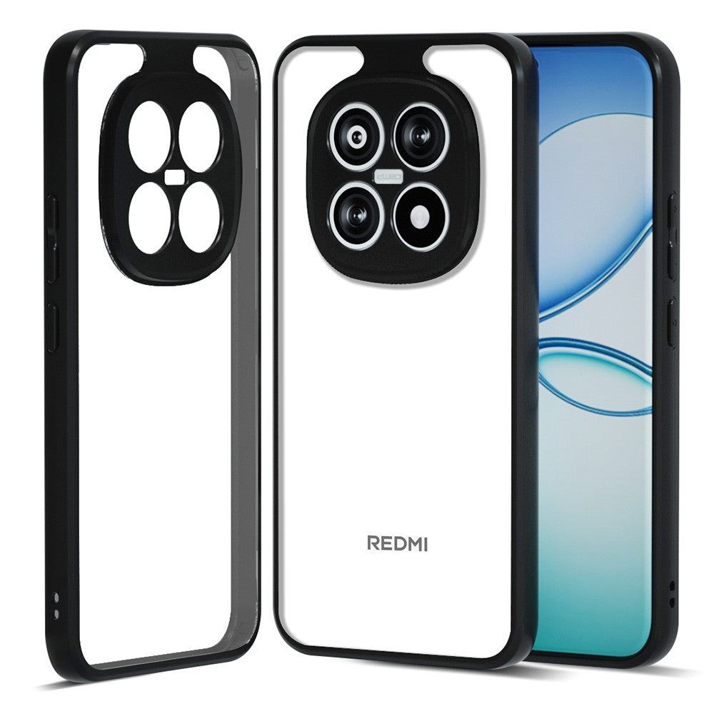 IBMRS For Xiaomi Poco M8 Pro 5G / Redmi Note 15 Pro+ 5G (Global) Case Soft TPU Frame Hard PC Back Anti-Fall Phone Cover - Transparent Black