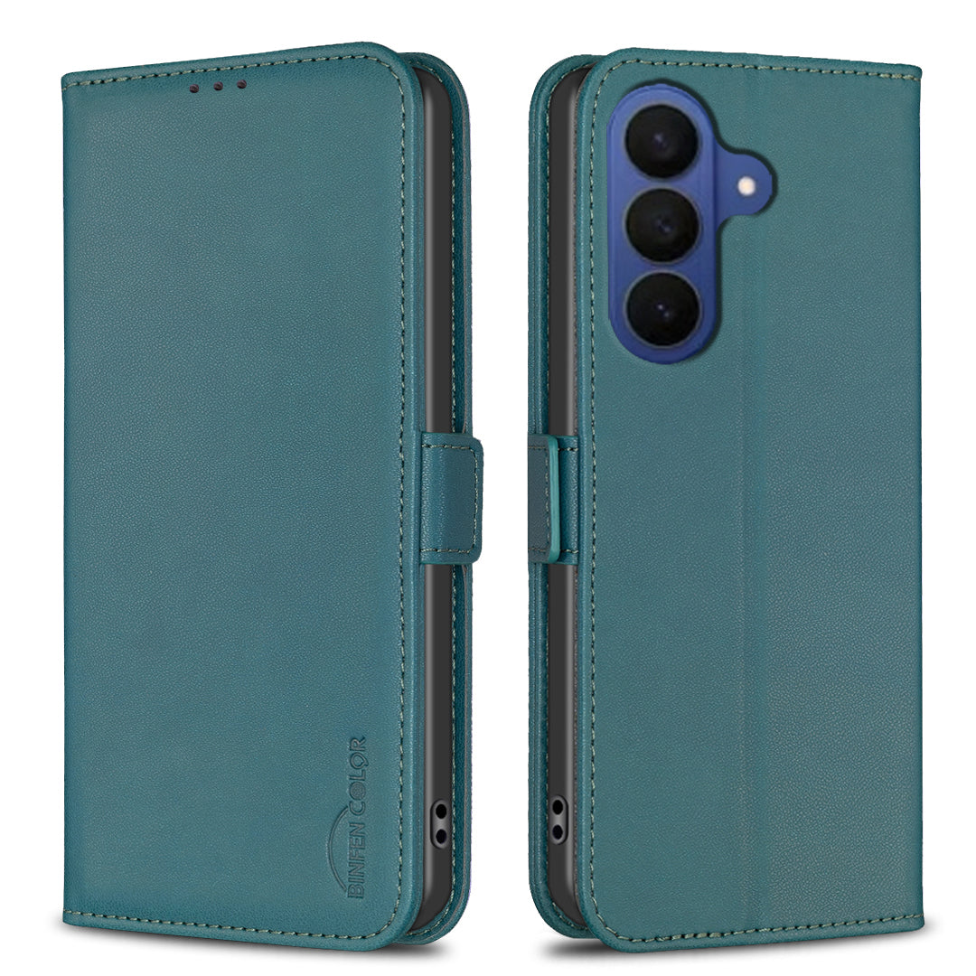For Samsung Galaxy A57 5G Case BINFEN COLOR BF31  PU Leather Flip Folio Phone Wallet Cover - Green