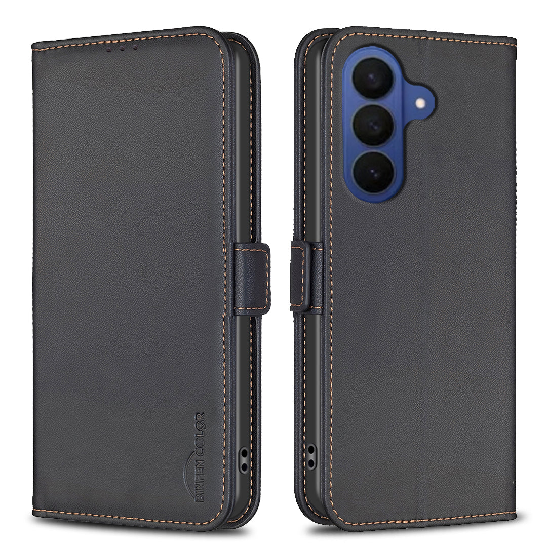 For Samsung Galaxy A57 5G Case BINFEN COLOR BF31  PU Leather Flip Folio Phone Wallet Cover - Black