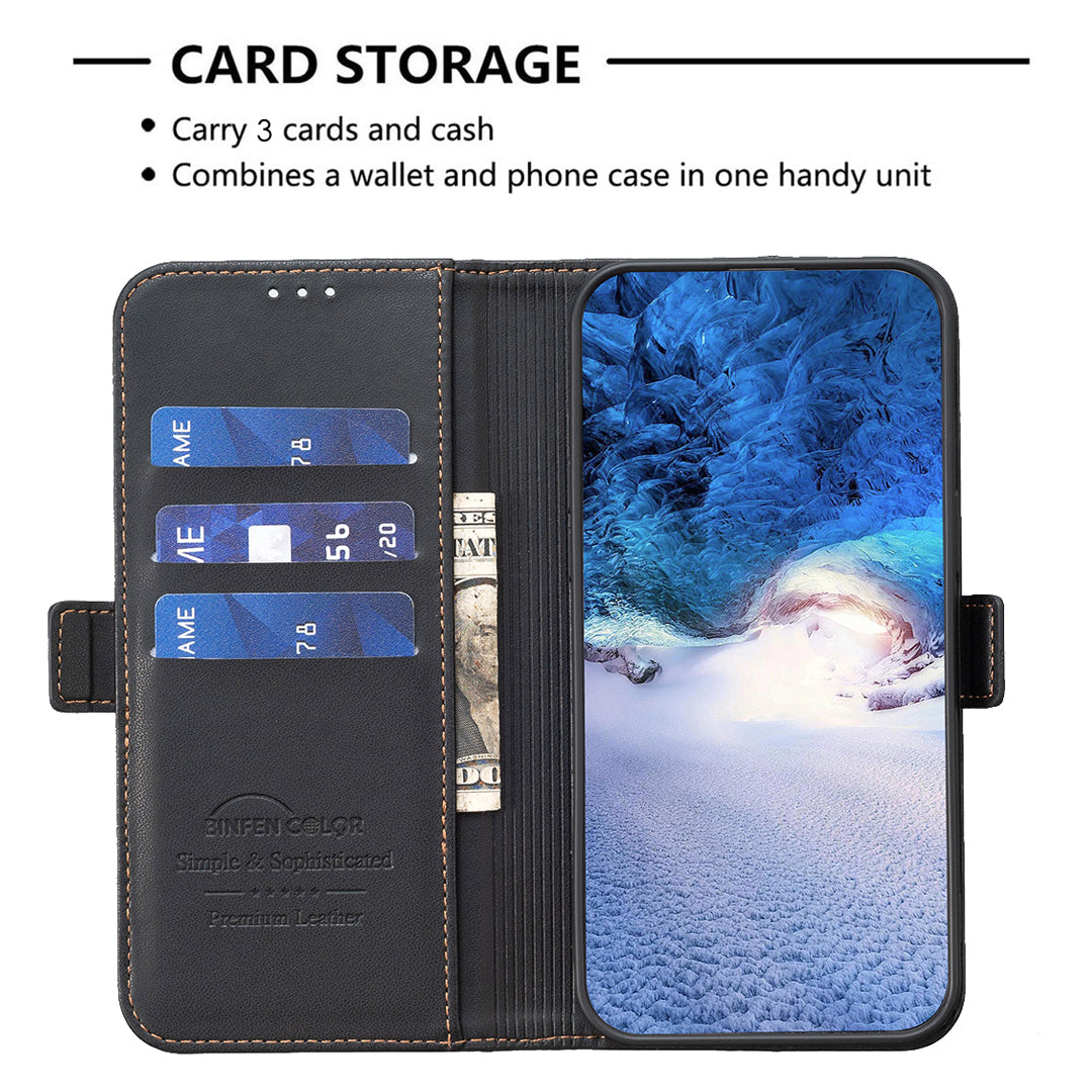 For Samsung Galaxy A57 5G Case BINFEN COLOR BF31  PU Leather Flip Folio Phone Wallet Cover - Black