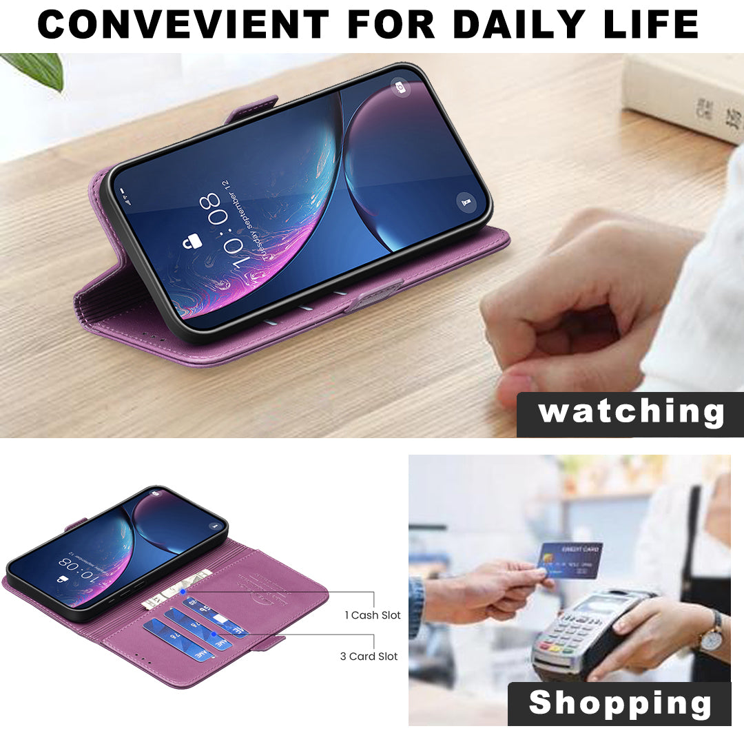 For Samsung Galaxy A57 5G Case BINFEN COLOR BF31  PU Leather Flip Folio Phone Wallet Cover - Dark Purple
