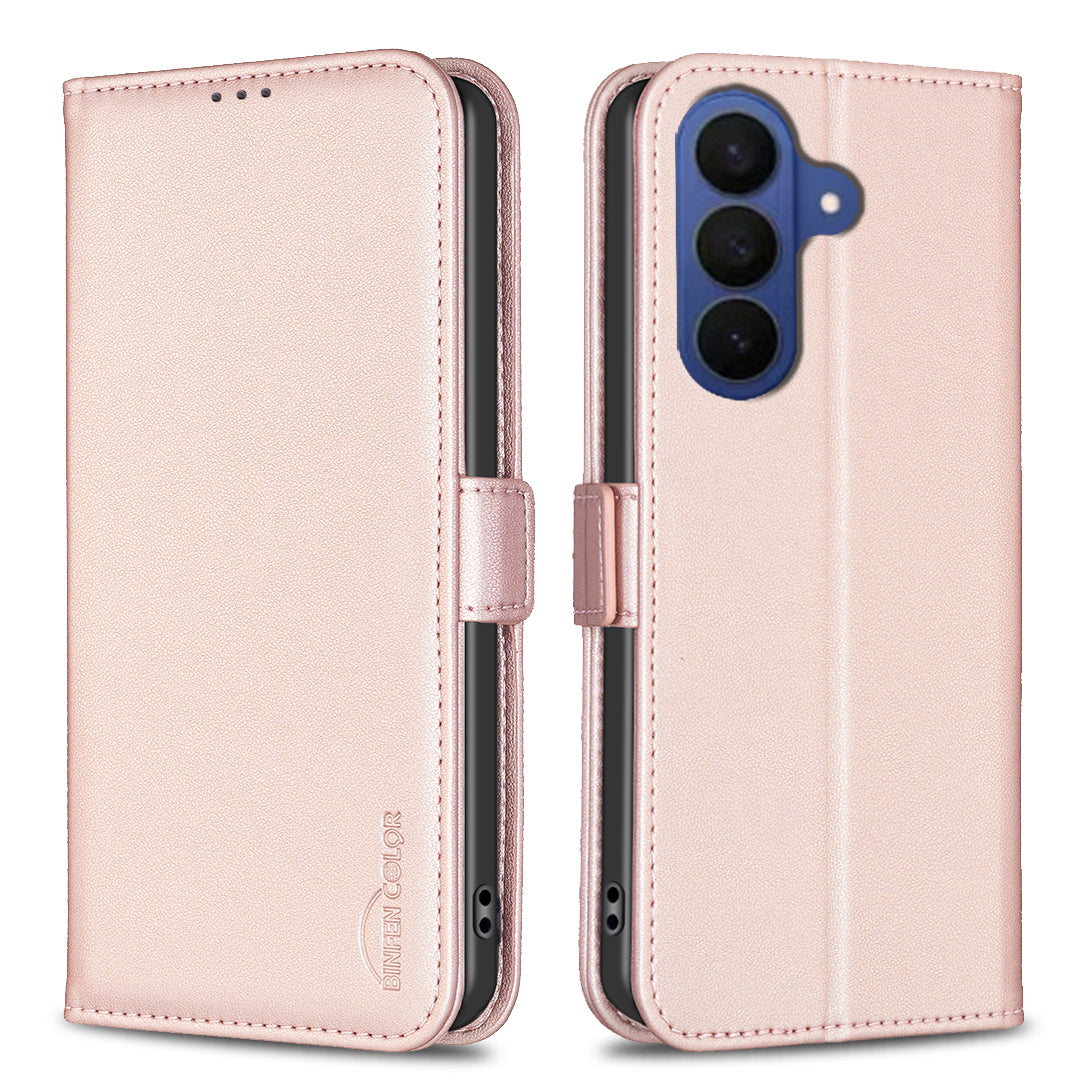 For Samsung Galaxy A57 5G Case BINFEN COLOR BF31  PU Leather Flip Folio Phone Wallet Cover - Pink