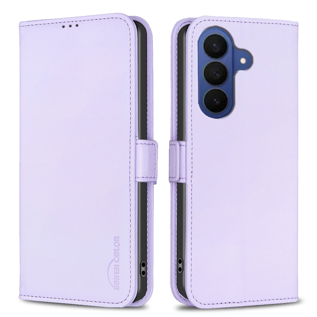 For Samsung Galaxy A57 5G Case BINFEN COLOR BF31  PU Leather Flip Folio Phone Wallet Cover - Purple