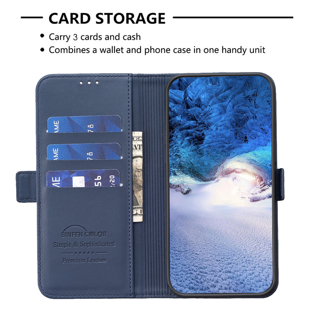For Samsung Galaxy A57 5G Case BINFEN COLOR BF31  PU Leather Flip Folio Phone Wallet Cover - Blue