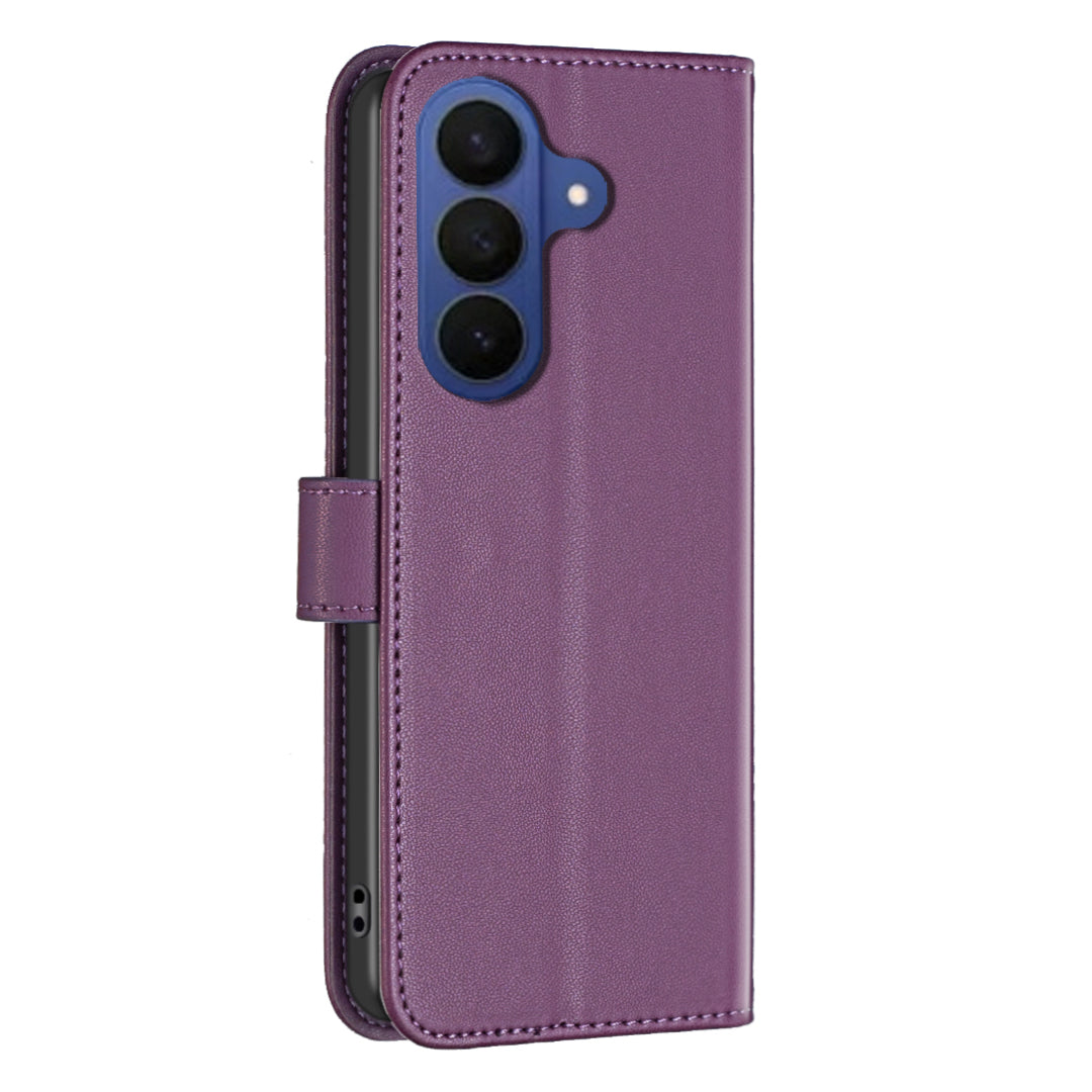 For Samsung Galaxy A57 5G Phone Case BINFEN COLOR BF17 Wallet Folio Flip Leather Cover - Dark Purple