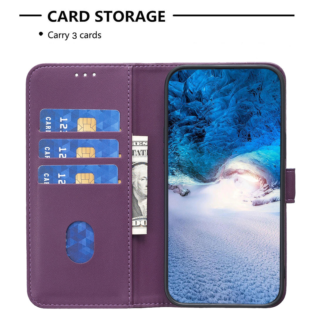 For Samsung Galaxy A57 5G Phone Case BINFEN COLOR BF17 Wallet Folio Flip Leather Cover - Dark Purple