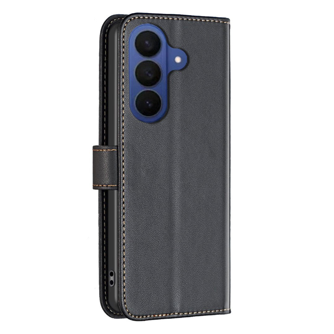 For Samsung Galaxy A57 5G Phone Case BINFEN COLOR BF17 Wallet Folio Flip Leather Cover - Black