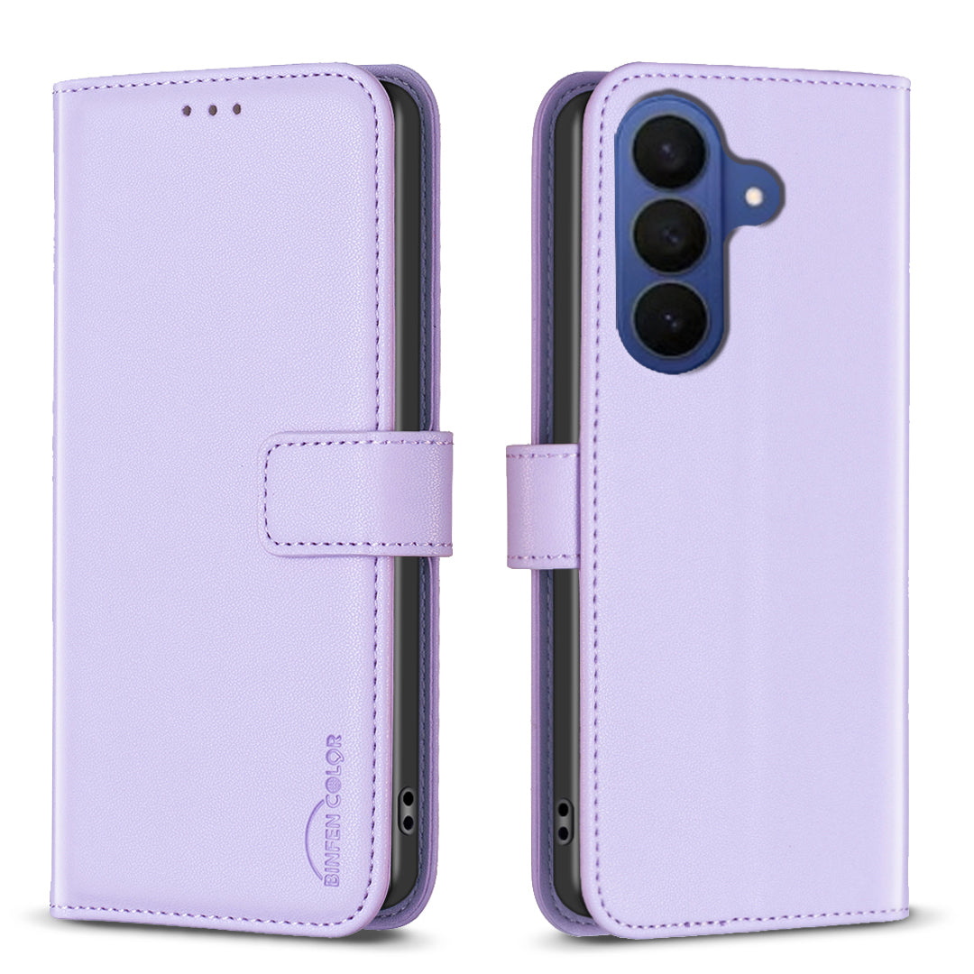 For Samsung Galaxy A57 5G Phone Case BINFEN COLOR BF17 Wallet Folio Flip Leather Cover - Purple