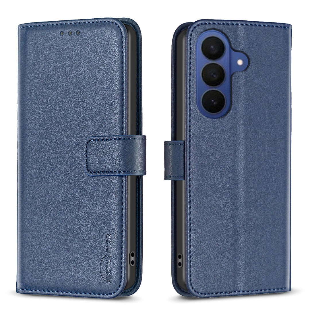 For Samsung Galaxy A57 5G Phone Case BINFEN COLOR BF17 Wallet Folio Flip Leather Cover - Blue