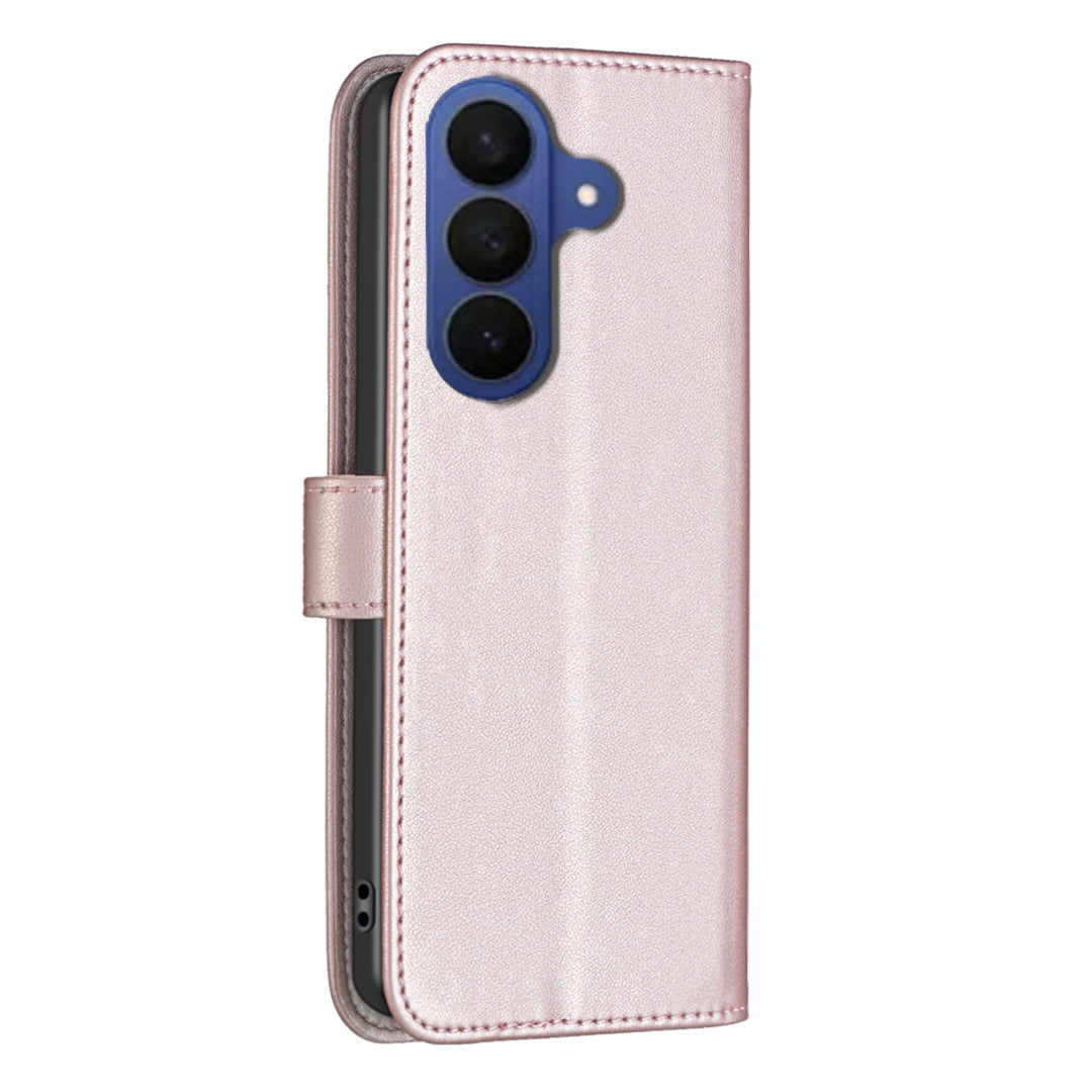 For Samsung Galaxy A57 5G Phone Case BINFEN COLOR BF17 Wallet Folio Flip Leather Cover - Rose Gold