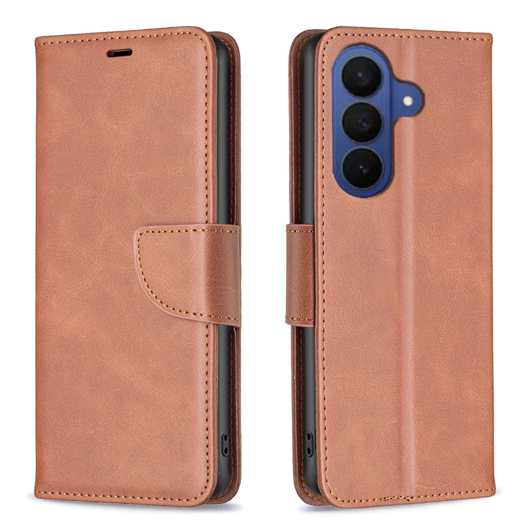 For Samsung Galaxy A57 5G Case Shockproof PU Leather Cover with Wallet Card Slots - Brown