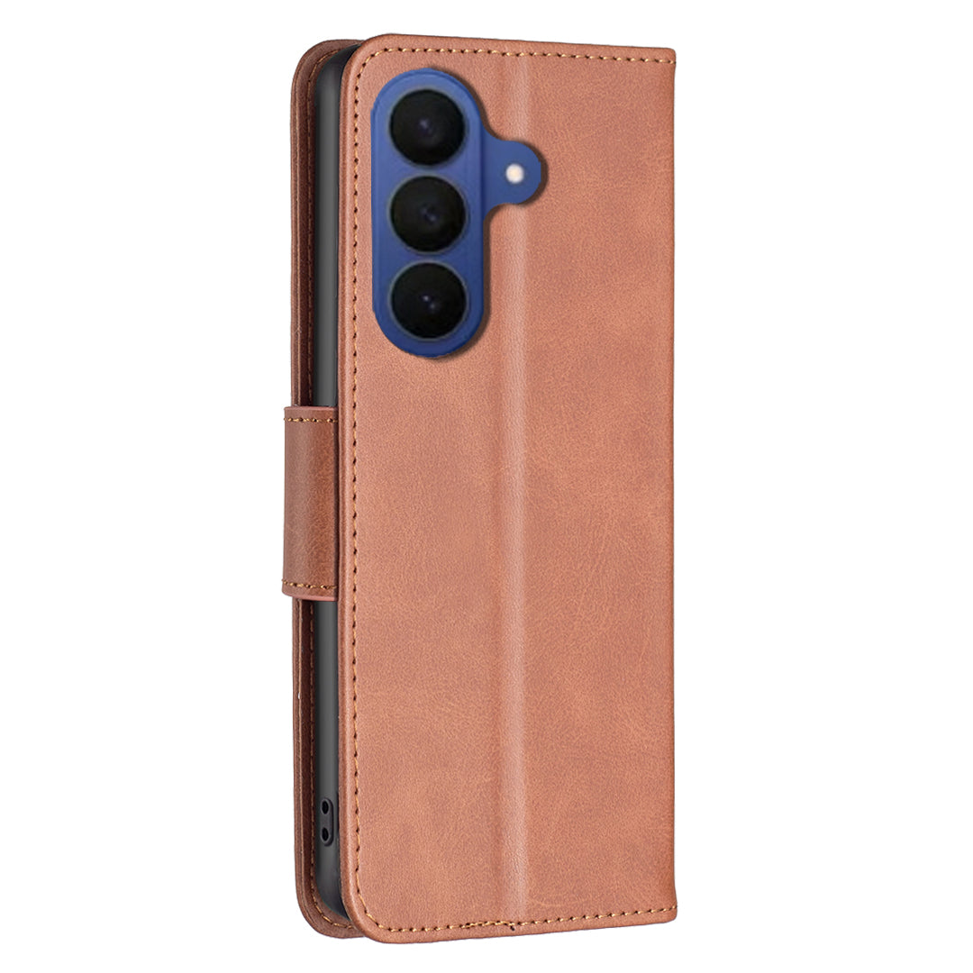 For Samsung Galaxy A57 5G Case Shockproof PU Leather Cover with Wallet Card Slots - Brown