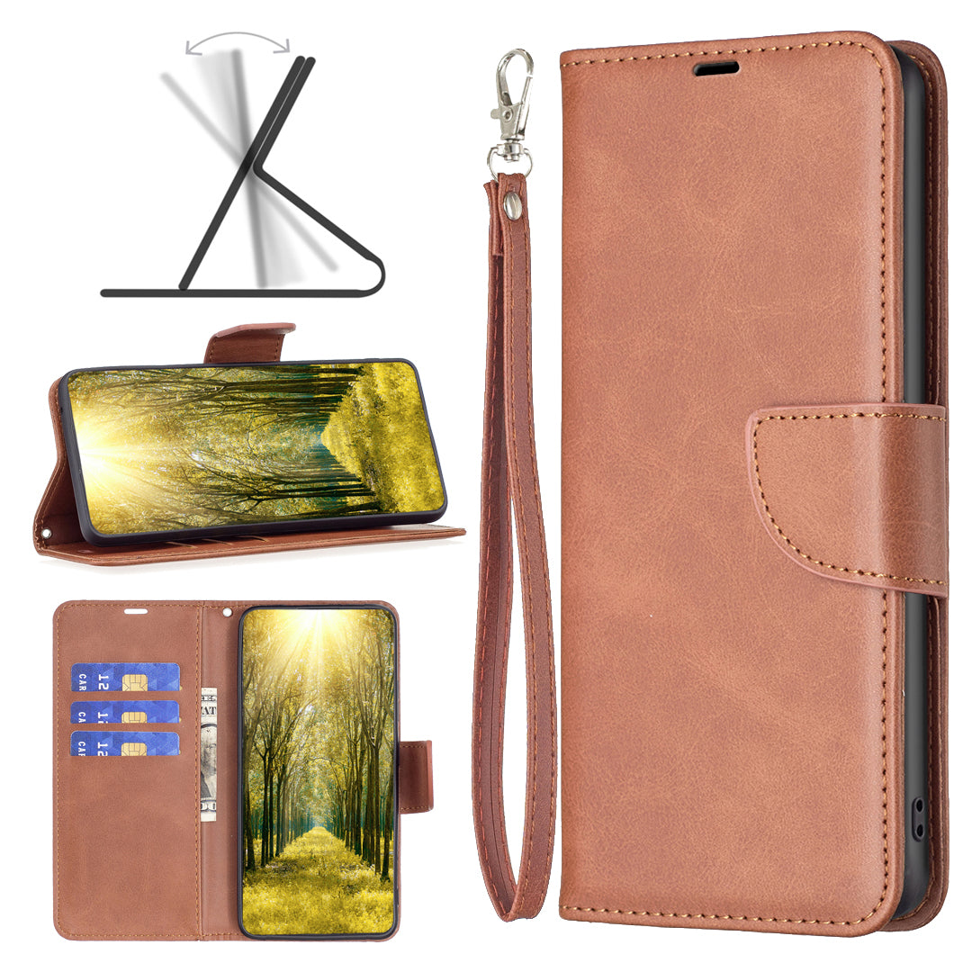 For Samsung Galaxy A57 5G Case Shockproof PU Leather Cover with Wallet Card Slots - Brown