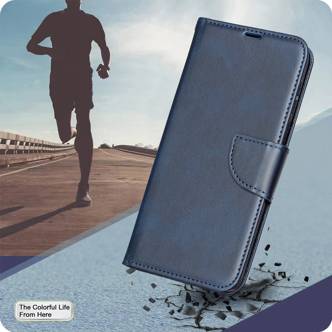 For Samsung Galaxy A57 5G Case Shockproof PU Leather Cover with Wallet Card Slots - Blue