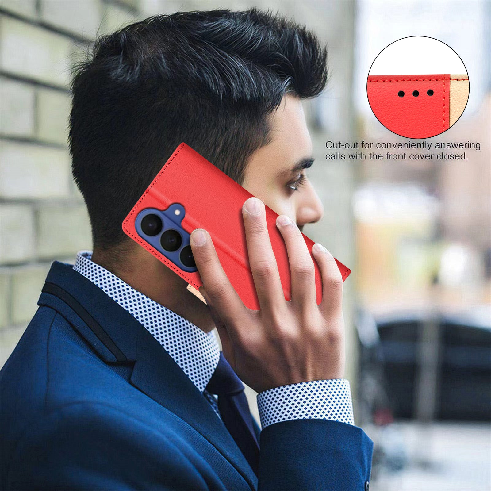 For Samsung Galaxy A57 5G Leather Case BINFEN COLOR Splicing Color RFID Blocking Wallet Stand Phone Cover - Red