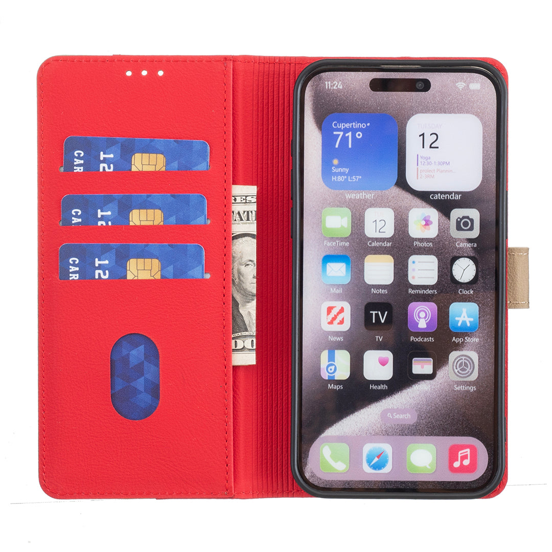 For Samsung Galaxy A57 5G Leather Case BINFEN COLOR Splicing Color RFID Blocking Wallet Stand Phone Cover - Red