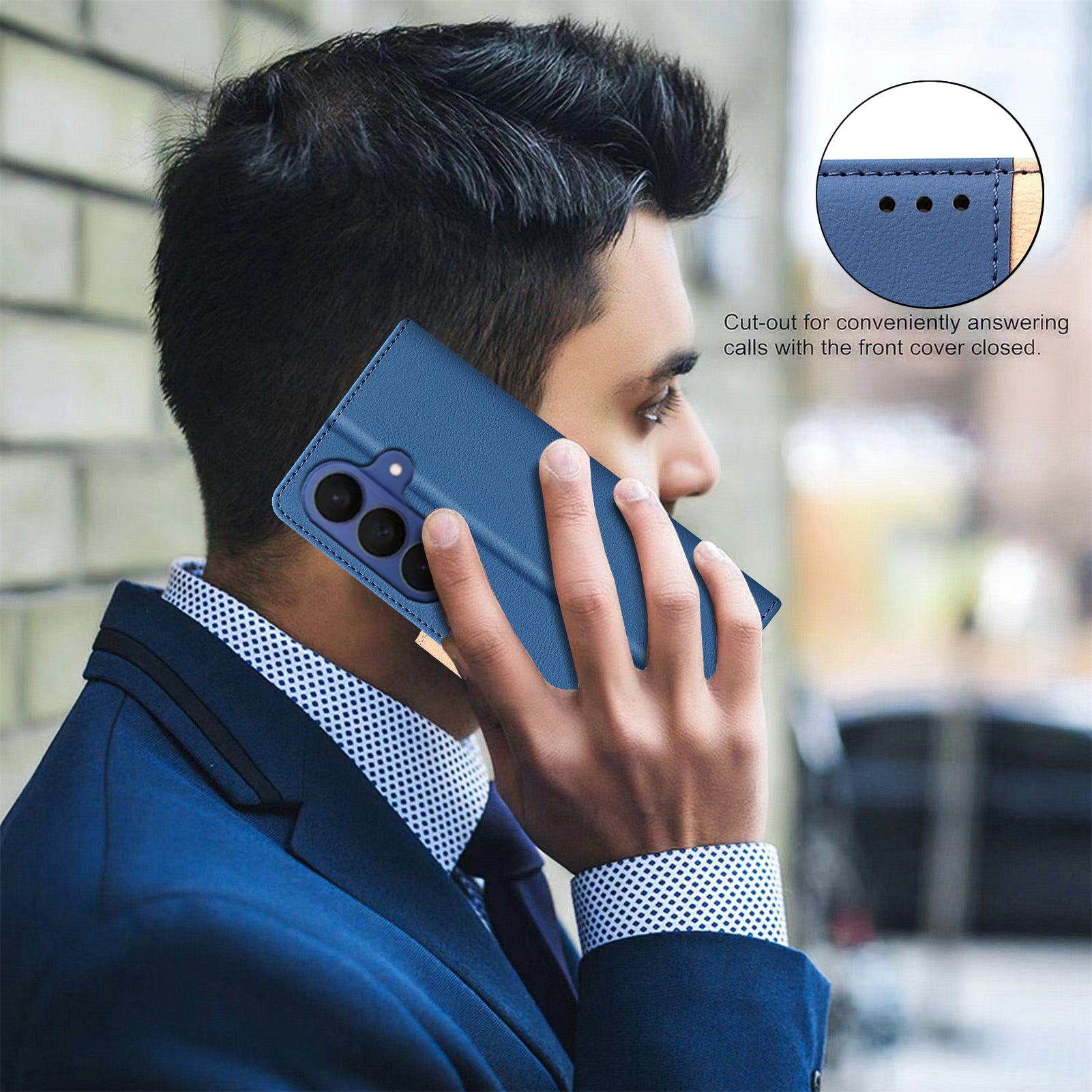 For Samsung Galaxy A57 5G Leather Case BINFEN COLOR Splicing Color RFID Blocking Wallet Stand Phone Cover - Blue