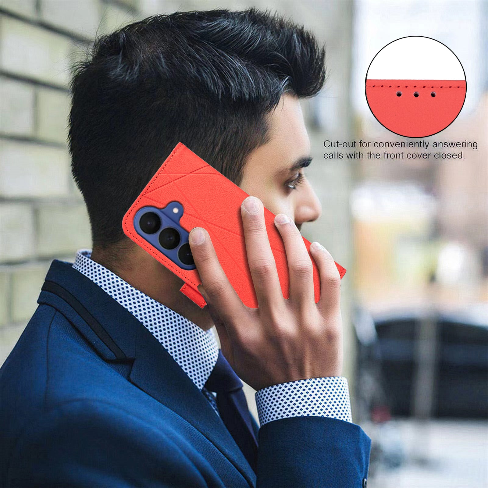 For Samsung Galaxy A57 5G Case BINFEN COLOR BF35 Geometry Imprinted Leather Phone Cover RFID Blocking Wallet Stand - Red