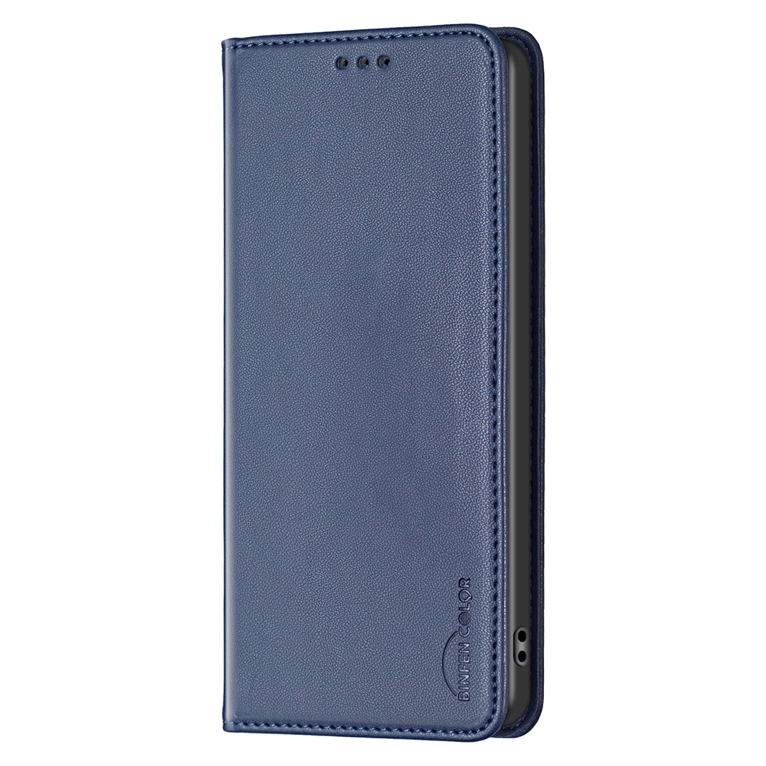 For Samsung Galaxy A57 5G Leather Case BINFEN COLOR BF18 Phone Stand Cover with Card Slots - Blue