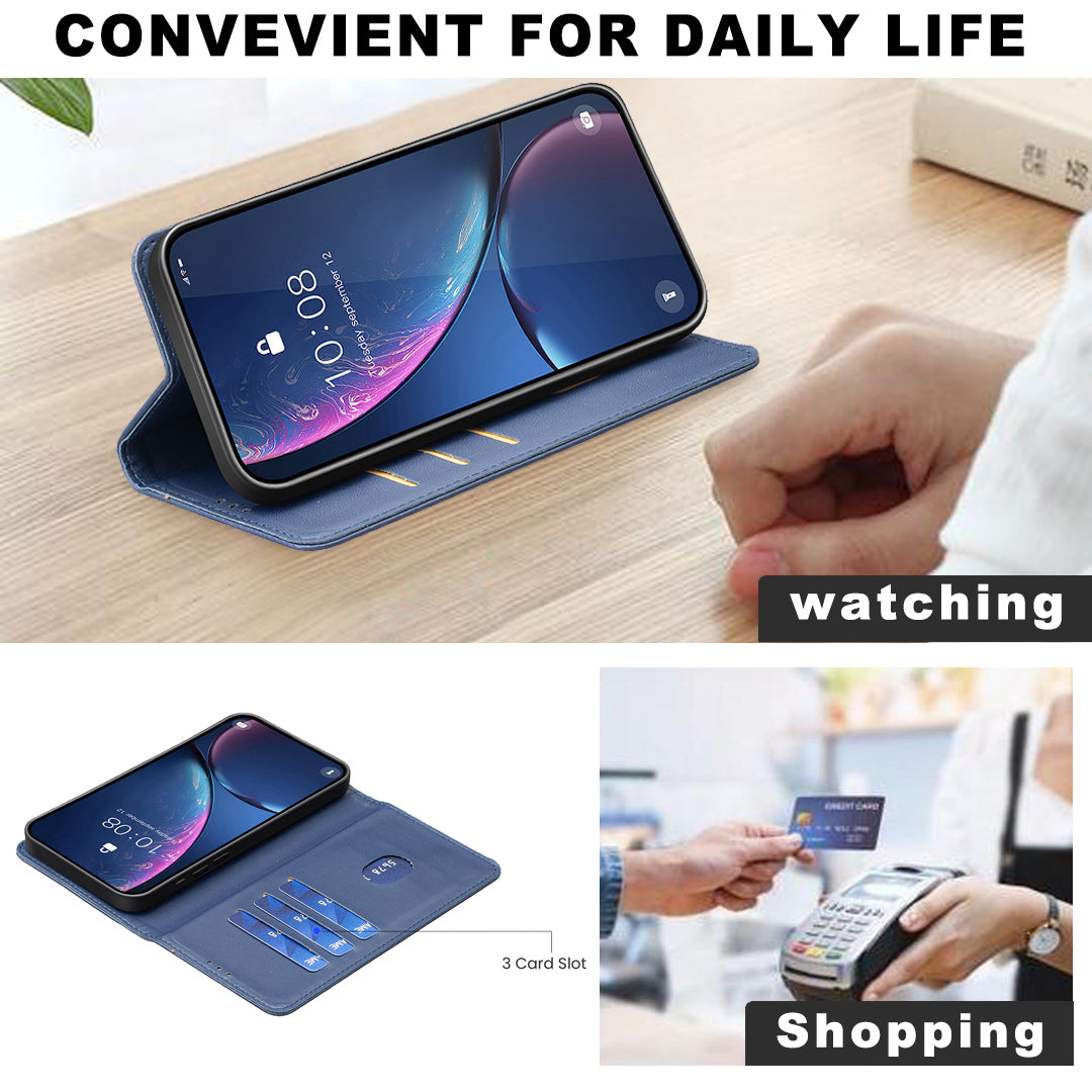 For Samsung Galaxy A57 5G Leather Case BINFEN COLOR BF18 Phone Stand Cover with Card Slots - Blue