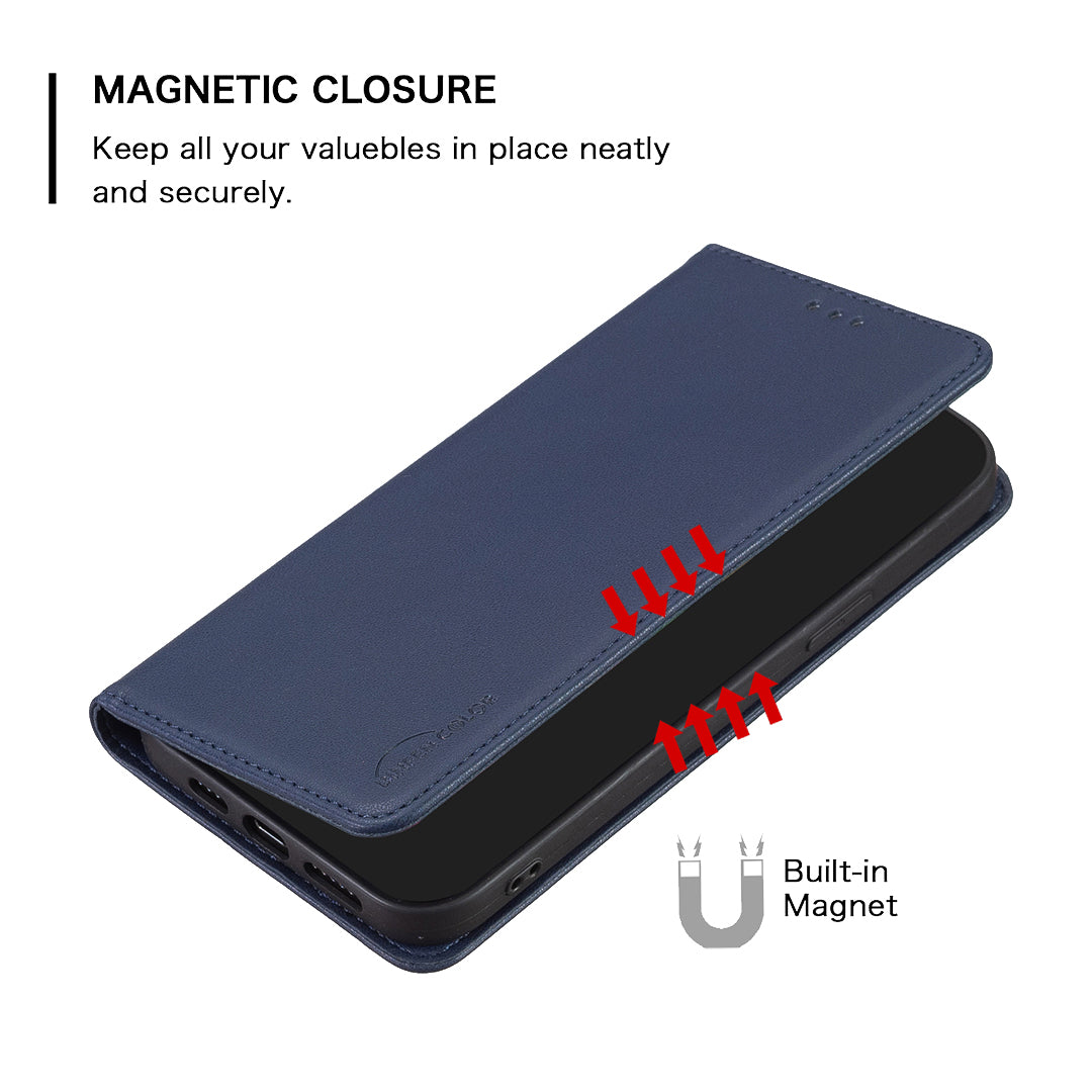 For Samsung Galaxy A57 5G Leather Case BINFEN COLOR BF18 Phone Stand Cover with Card Slots - Blue