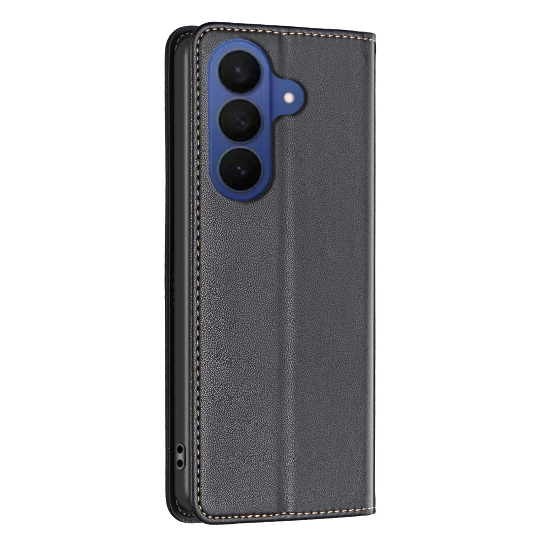 For Samsung Galaxy A57 5G Leather Case BINFEN COLOR BF18 Phone Stand Cover with Card Slots - Black