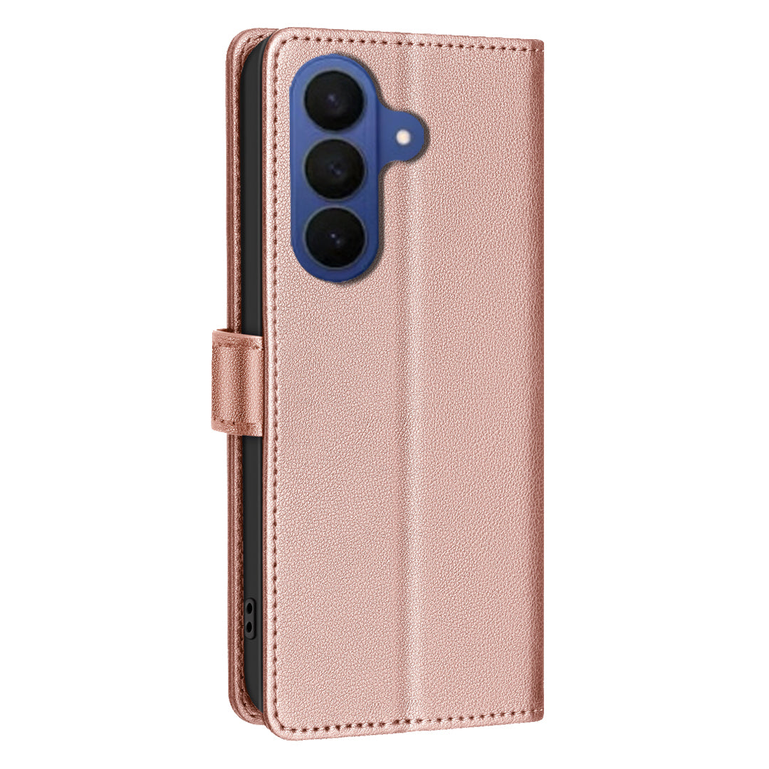 For Samsung Galaxy A57 5G Leather Case BINFEN COLOR BF32 Wallet RFID Blocking Phone Cover - Rose Gold