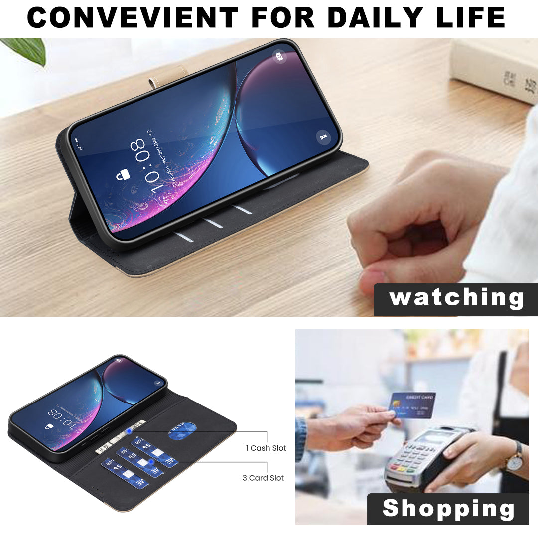 For Samsung Galaxy A57 5G Leather Case BINFEN COLOR BF36 Floral Pattern Phone Cover RFID Blocking Wallet Stand - Black