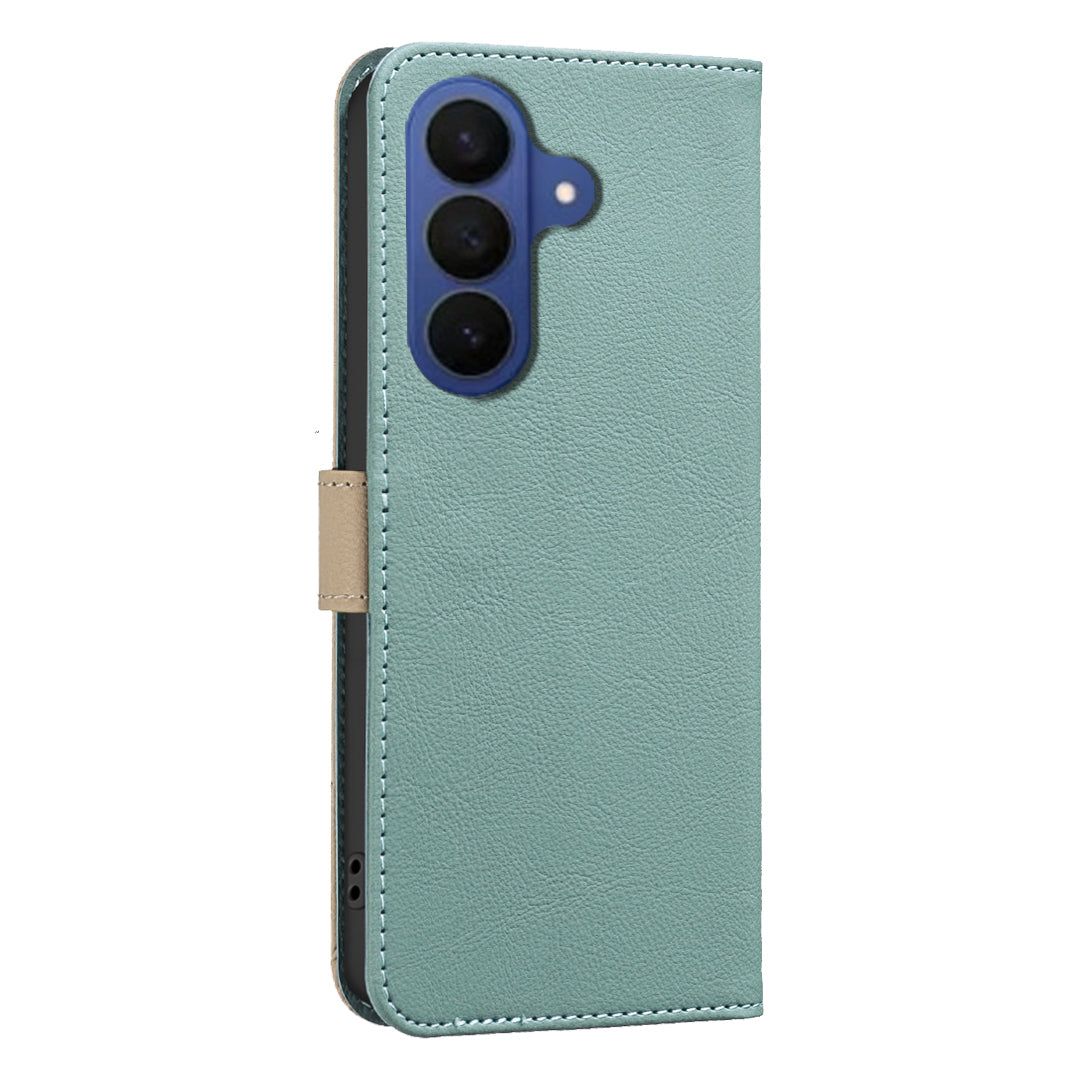 For Samsung Galaxy A57 5G Leather Case BINFEN COLOR BF36 Floral Pattern Phone Cover RFID Blocking Wallet Stand - Green