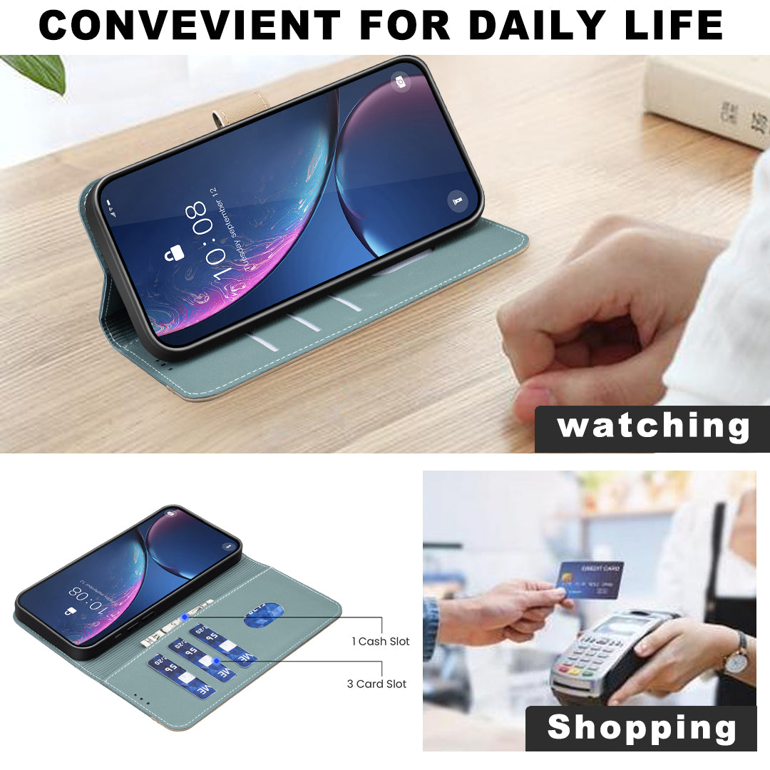 For Samsung Galaxy A57 5G Leather Case BINFEN COLOR BF36 Floral Pattern Phone Cover RFID Blocking Wallet Stand - Green