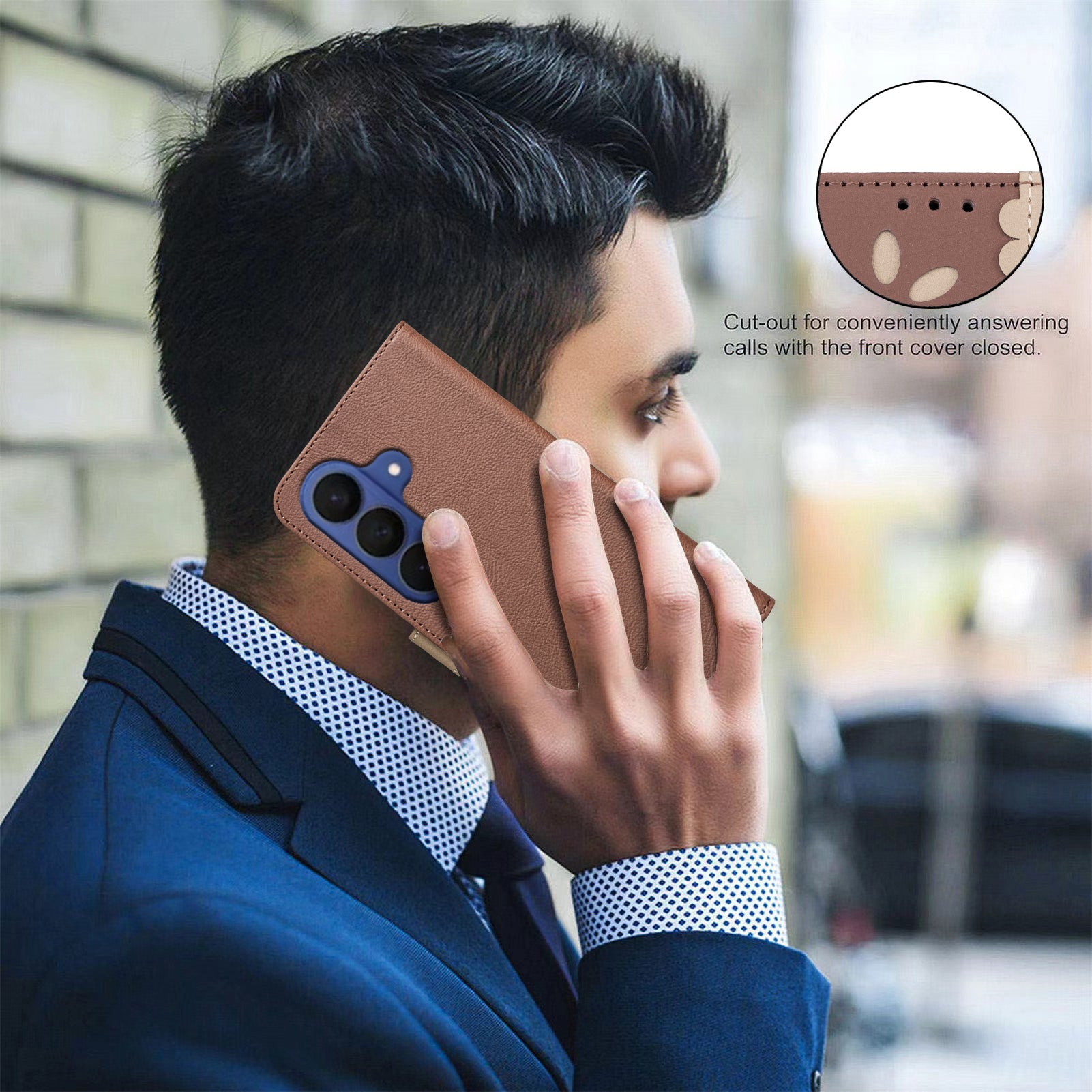 For Samsung Galaxy A57 5G Leather Case BINFEN COLOR BF36 Floral Pattern Phone Cover RFID Blocking Wallet Stand - Brown