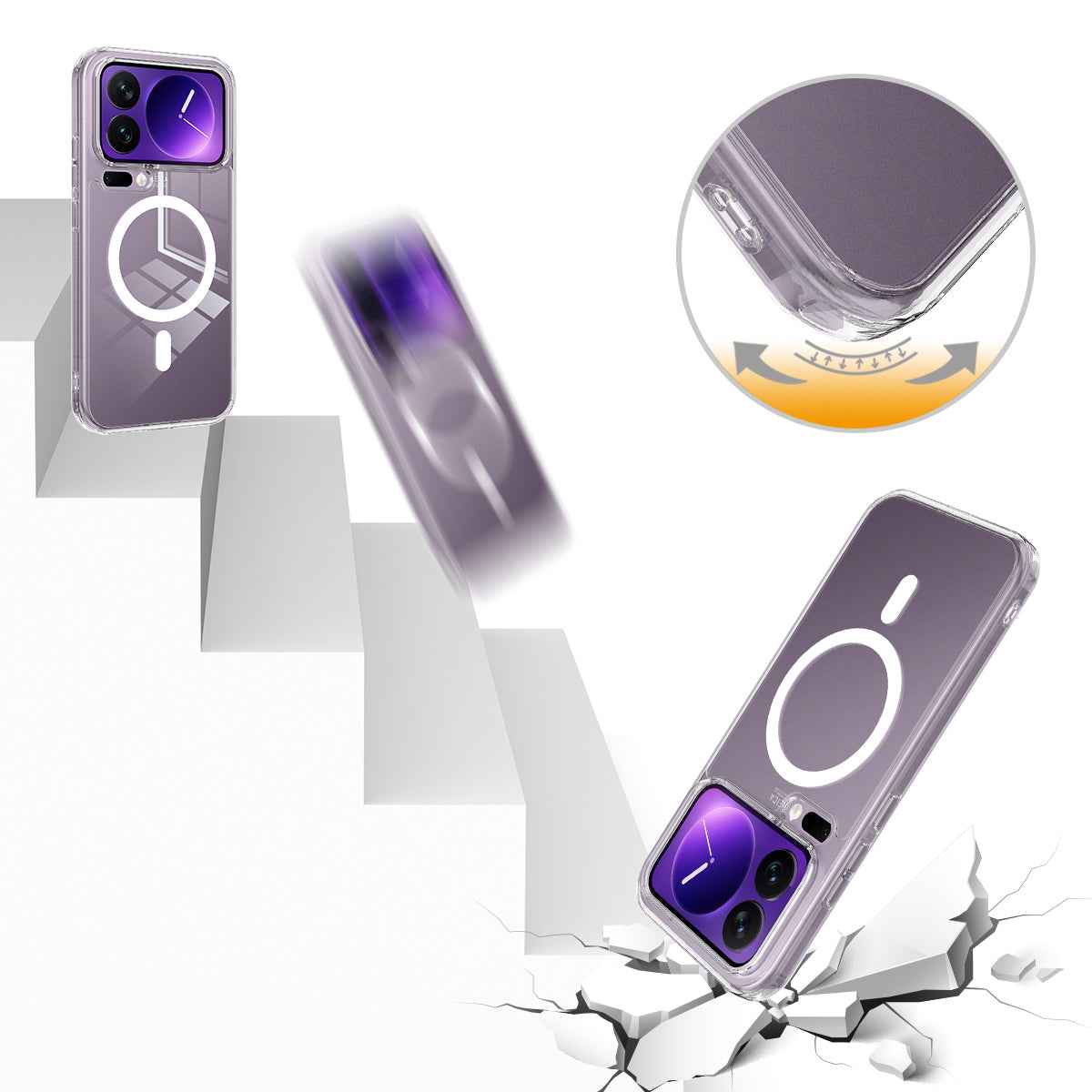 For Xiaomi 17 Pro Clear Phone Magnetic Case TPU+Acrylic Back Cover - Clear