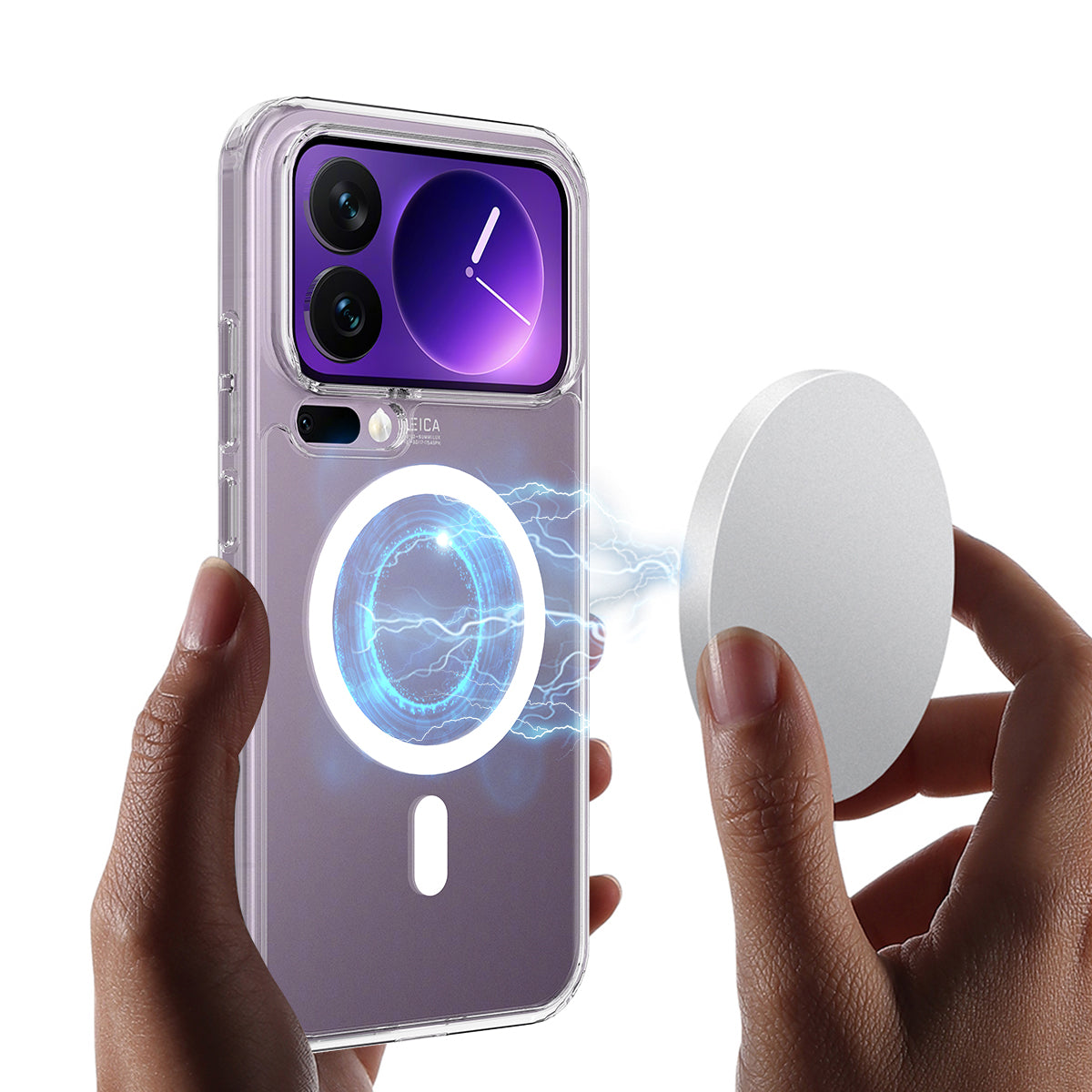 For Xiaomi 17 Pro Max Clear Phone Magnetic Case TPU+Acrylic Back Cover - Clear