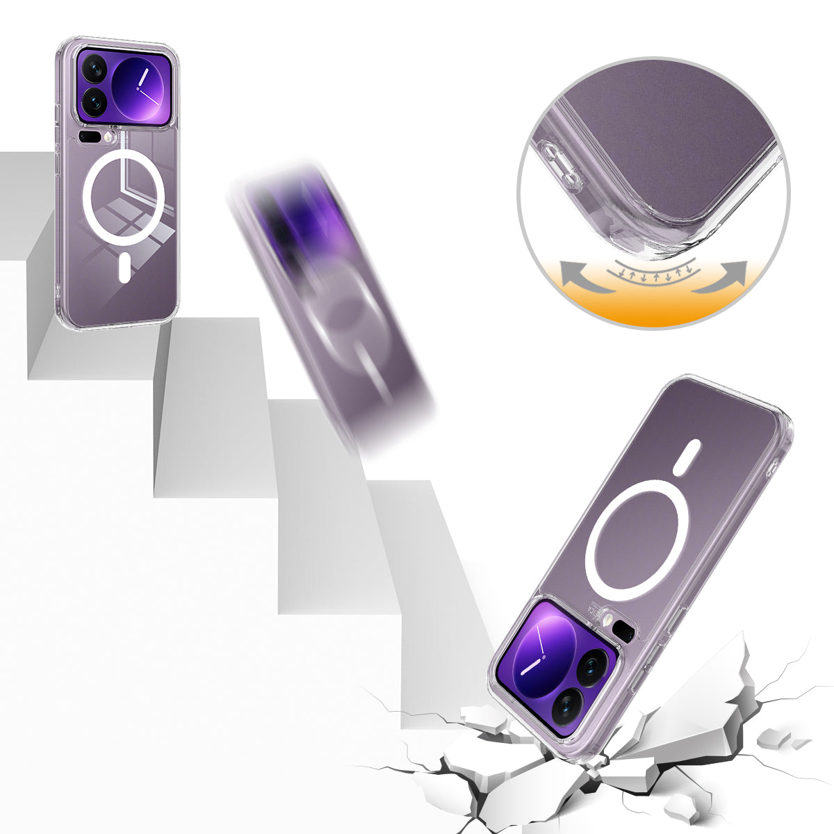 For Xiaomi 17 Pro Max Clear Phone Magnetic Case TPU+Acrylic Back Cover - Clear