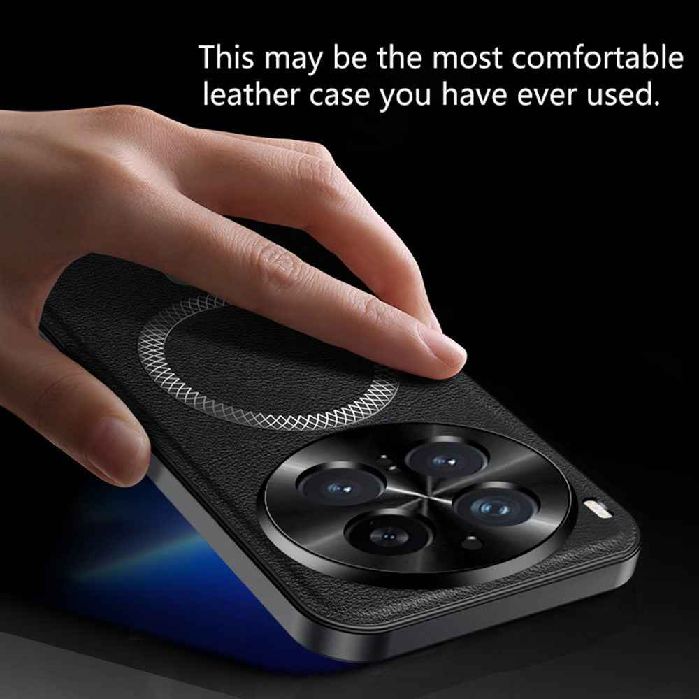 For vivo X300 Pro 5G Magnetic Case PU TPU PC Phone Back Cover with Metal Lens Frame - Green