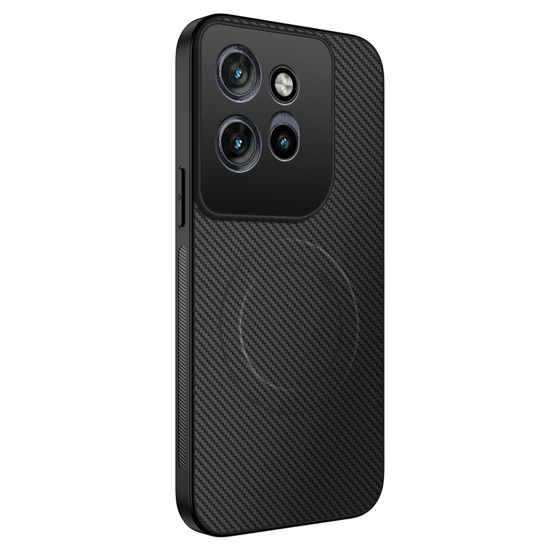 For Motorola Edge 70 5G Magnetic Case WANLONFENG TQ Series Carbon Fiber Texture PC TPU Phone Cover - Black