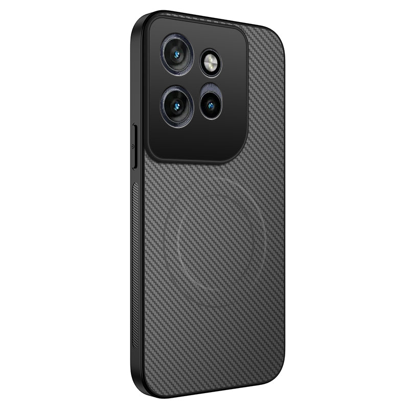 For Motorola Edge 70 5G Magnetic Case WANLONFENG TQ Series Carbon Fiber Texture PC TPU Phone Cover - Grey