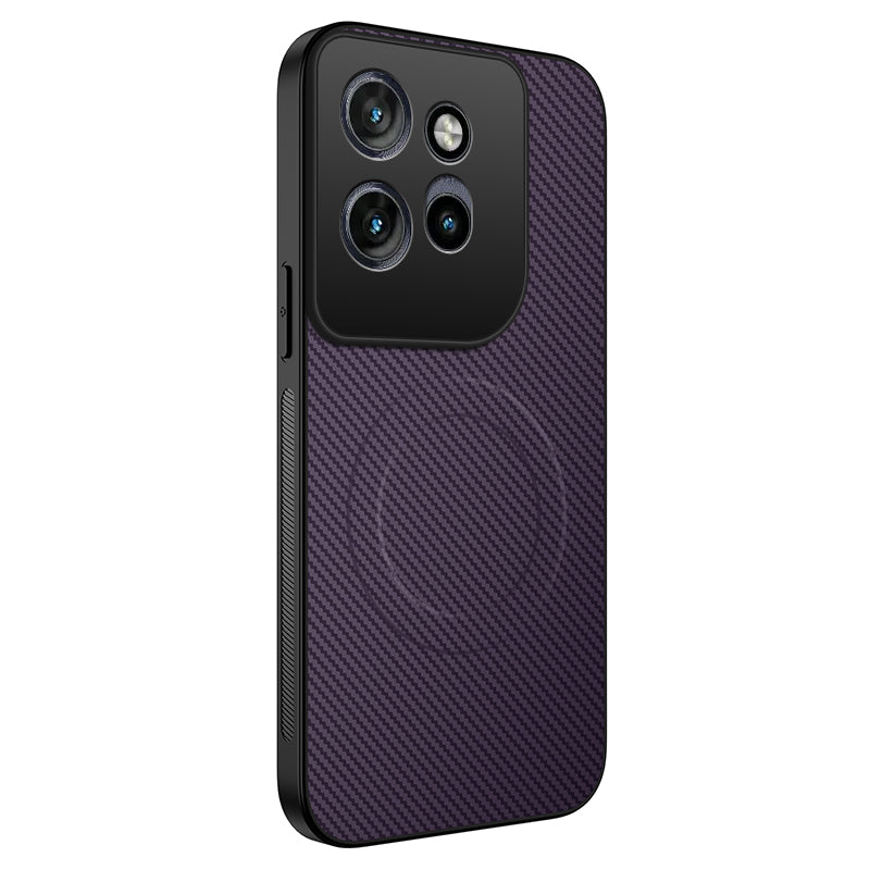 For Motorola Edge 70 5G Magnetic Case WANLONFENG TQ Series Carbon Fiber Texture PC TPU Phone Cover - Purple
