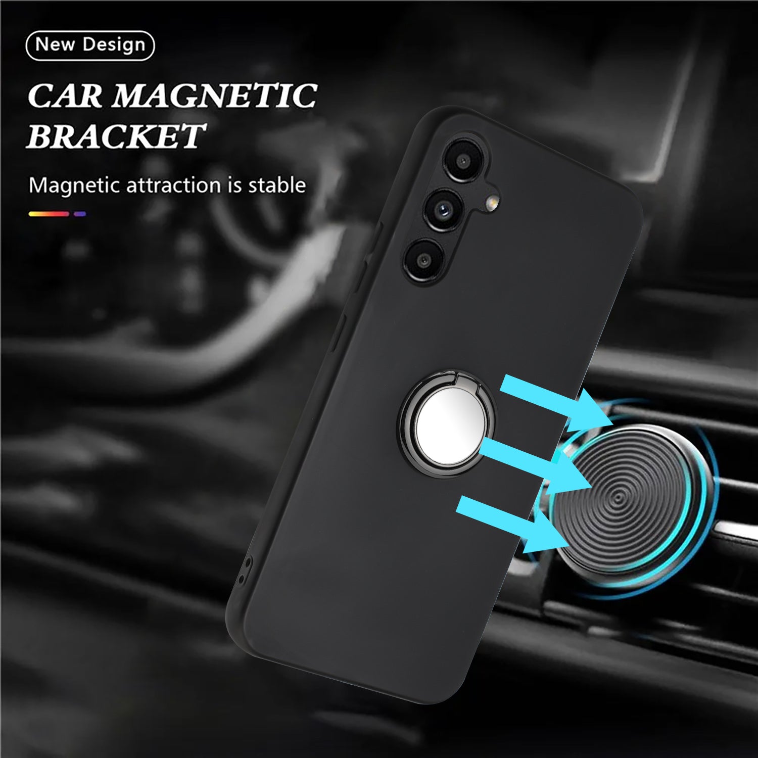 For Samsung Galaxy A57 5G Case Ring Kickstand Soft TPU Matte Phone Cover - Black