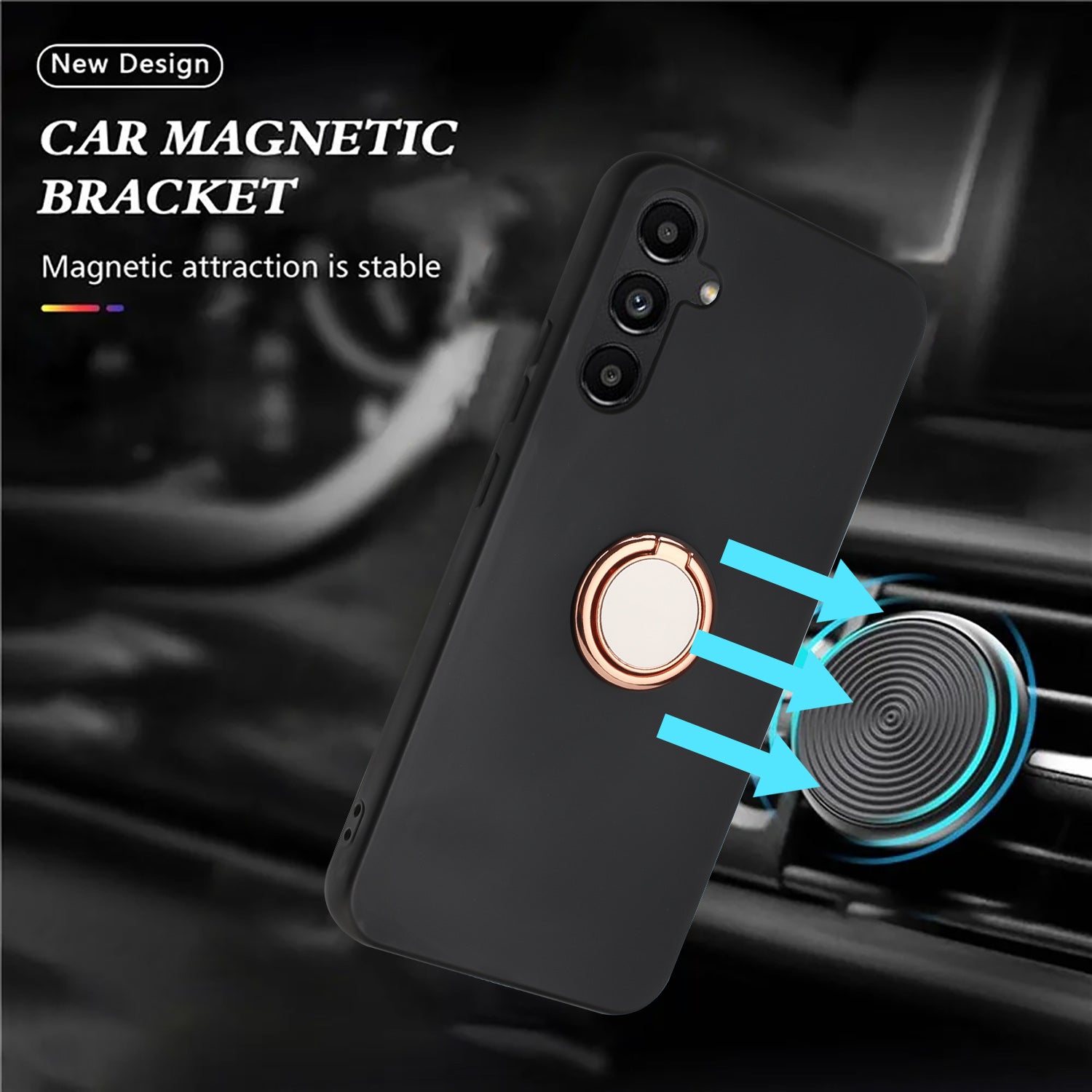 For Samsung Galaxy A57 5G Case Ring Kickstand Soft TPU Matte Phone Cover - Rose Gold