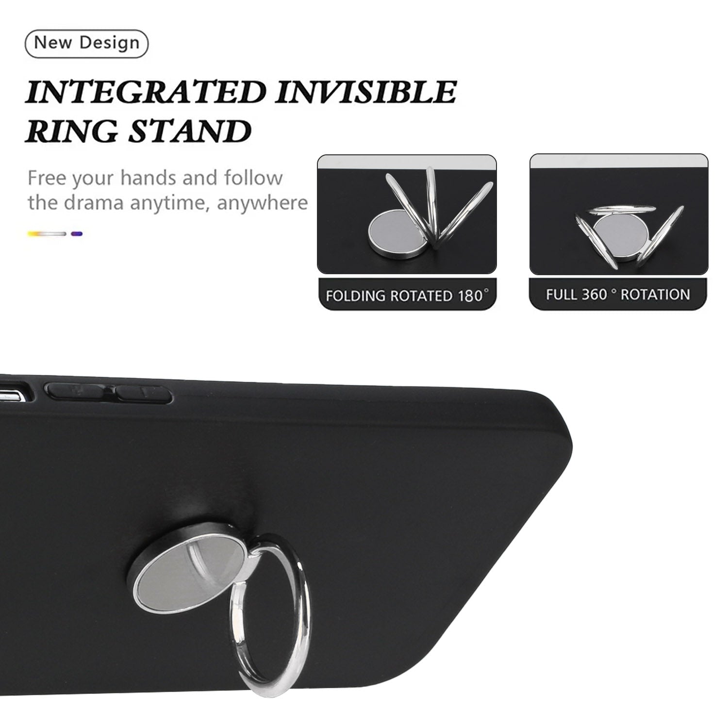 For Samsung Galaxy A57 5G Case Ring Kickstand Soft TPU Matte Phone Cover - Silver