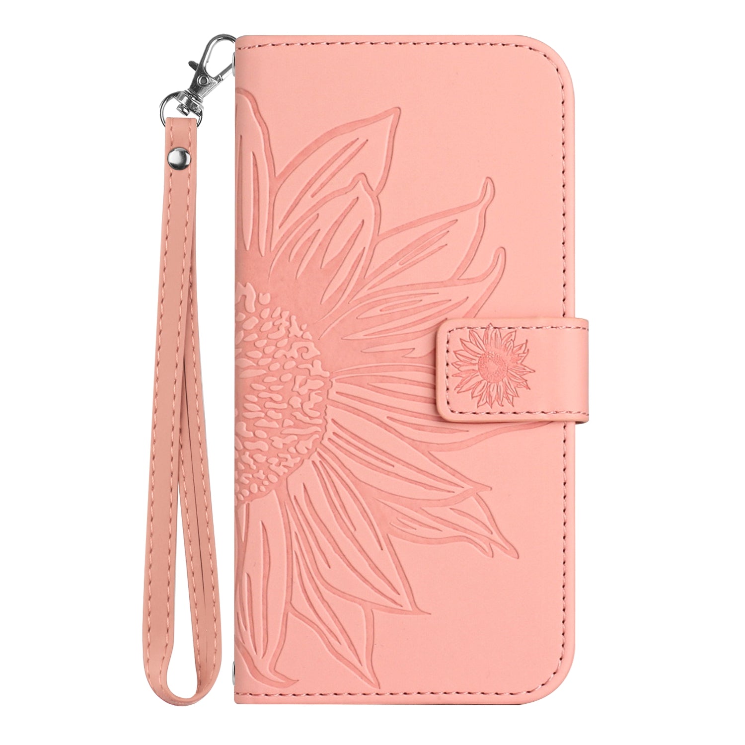 For Xiaomi Redmi Note 15 Pro 4G (Global) Case Sunflower Imprint Leather Wallet Phone Cover with Wrist Strap - Pink