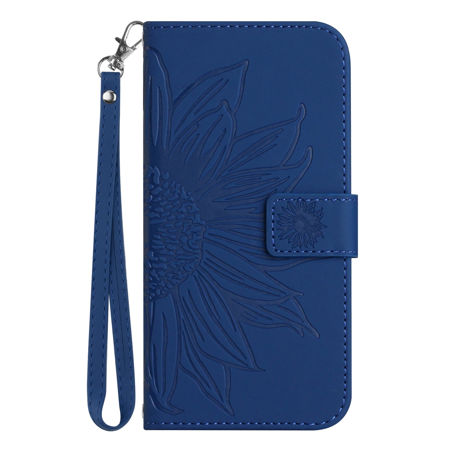For Xiaomi Redmi Note 15 Pro 4G (Global) Case Sunflower Imprint Leather Wallet Phone Cover with Wrist Strap - Sapphire