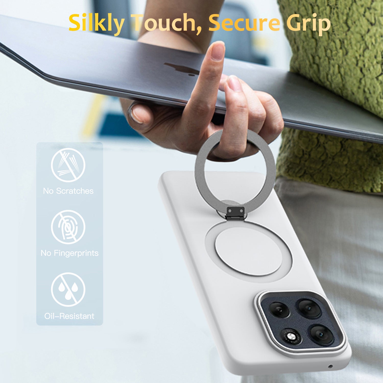 For Motorola Moto G100 Pro 5G / Moto G86 5G Magnetic Case Rotating Ring Kickstand TPU + PC Back Cover - White