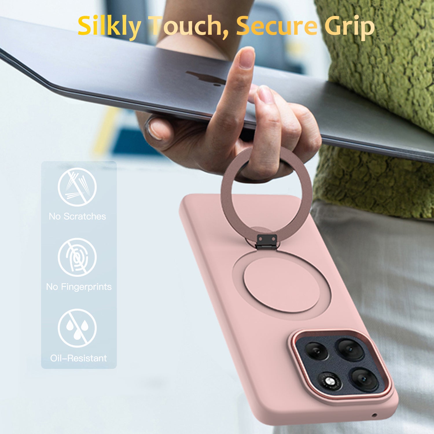 For Motorola Moto G100 Pro 5G / Moto G86 5G Magnetic Case Rotating Ring Kickstand TPU + PC Back Cover - Pink